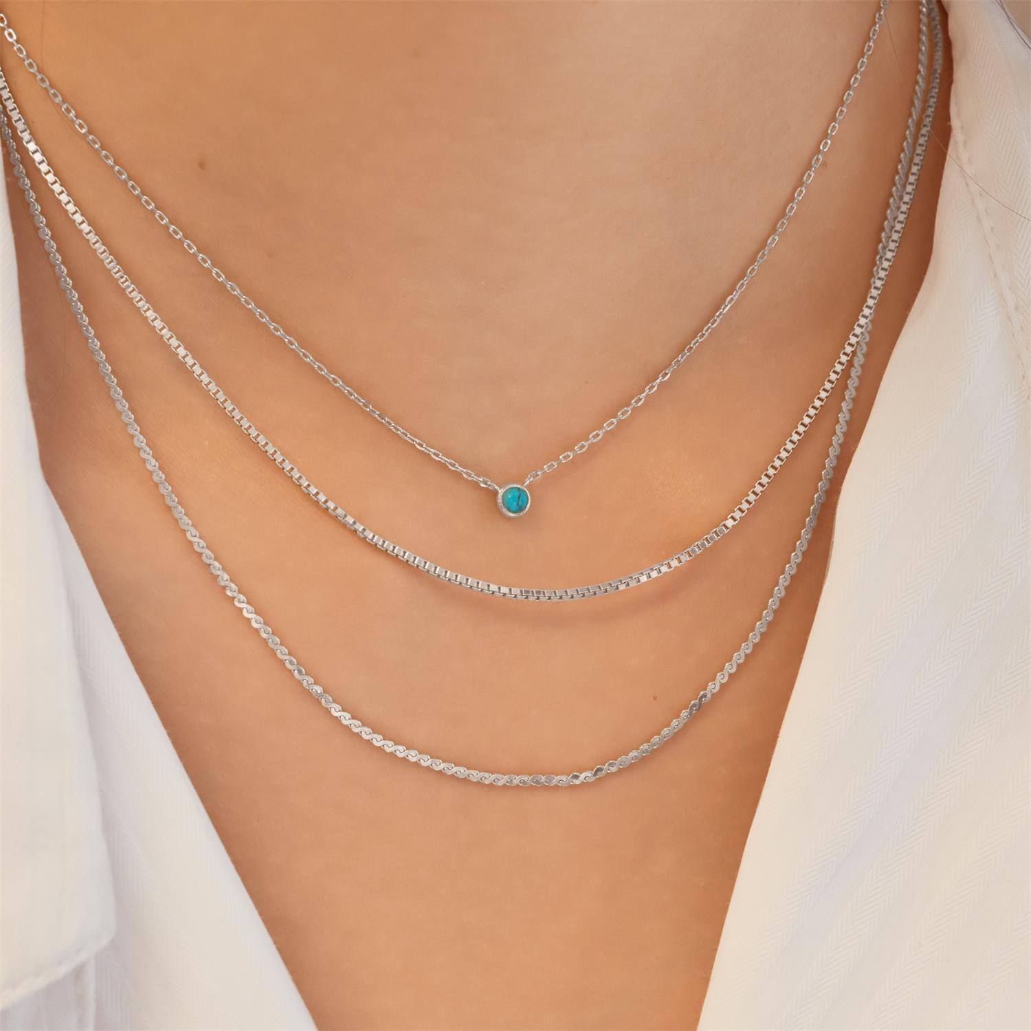  Ripple Joy - Silver / Rhodium plated - Turquoise - 45cm